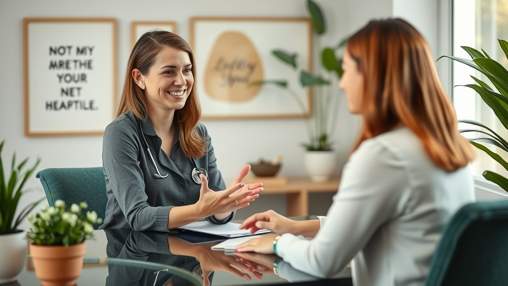 Wellness professional consulting client on ozone therapy costs and packages near Mountain Park, GA