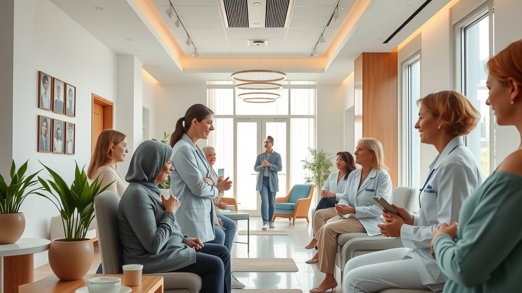 modern wellness clinic interior with ozone therapy and iv therapy near Cumming, GA, featuring natural daylight and calming colors