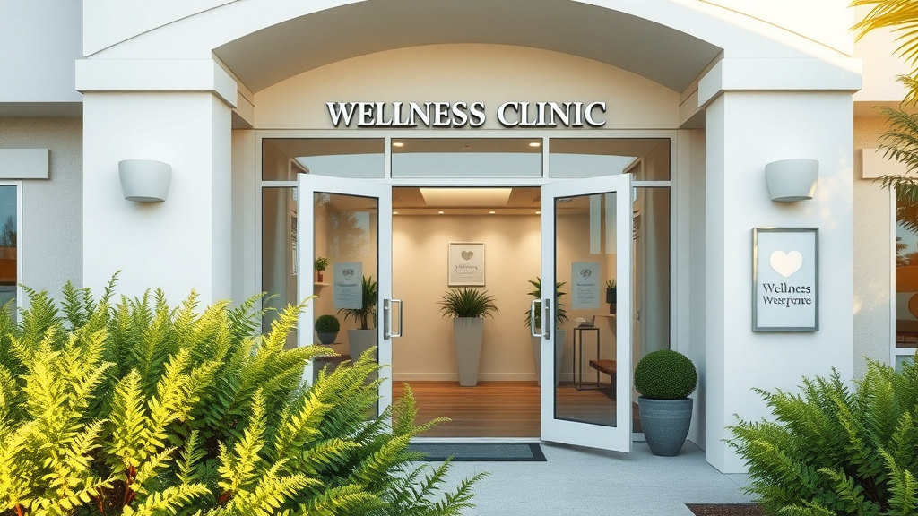 ozone therapy near Suwanee, GA wellness clinic exterior with modern entrance and natural greenery