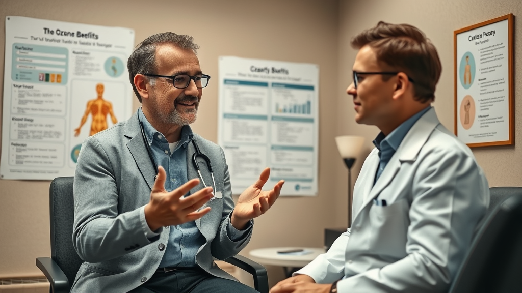 doctor explaining ozone and IV therapy benefits near Norcross, GA