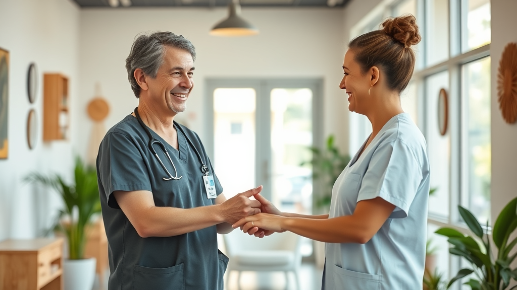 ozone therapy near sandy springs, ga modern wellness clinic with staff greeting patient